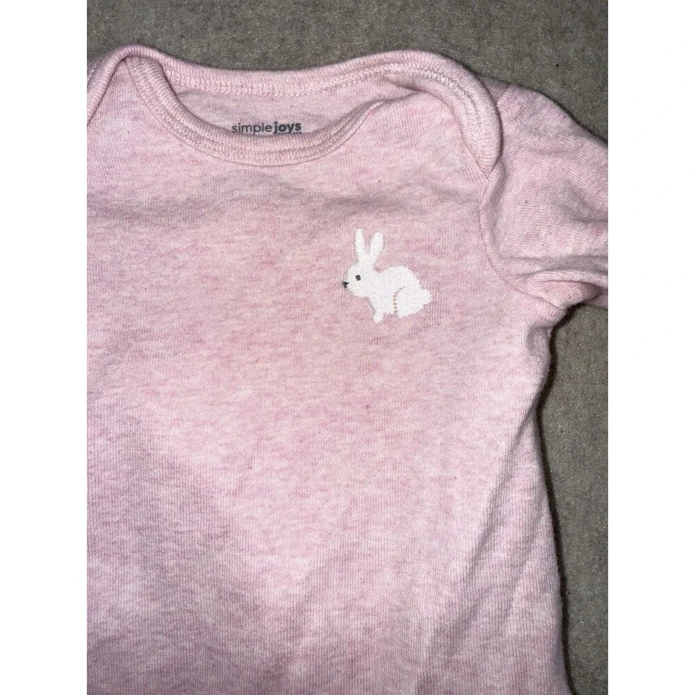 Carters Simple Joys Baby Girl Newborn Pink Gown Long Sleeve Bunny